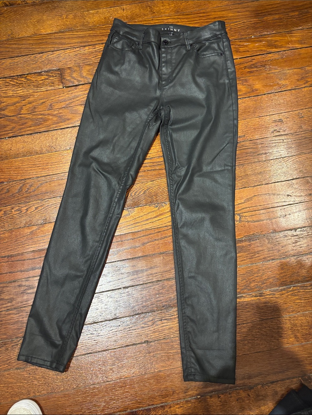 White House Black Market Faux-Leather Skinny Jeans in Black